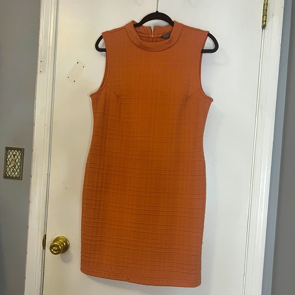Sharagano Coral Turtle Neck sleeveless Size 12 Dress